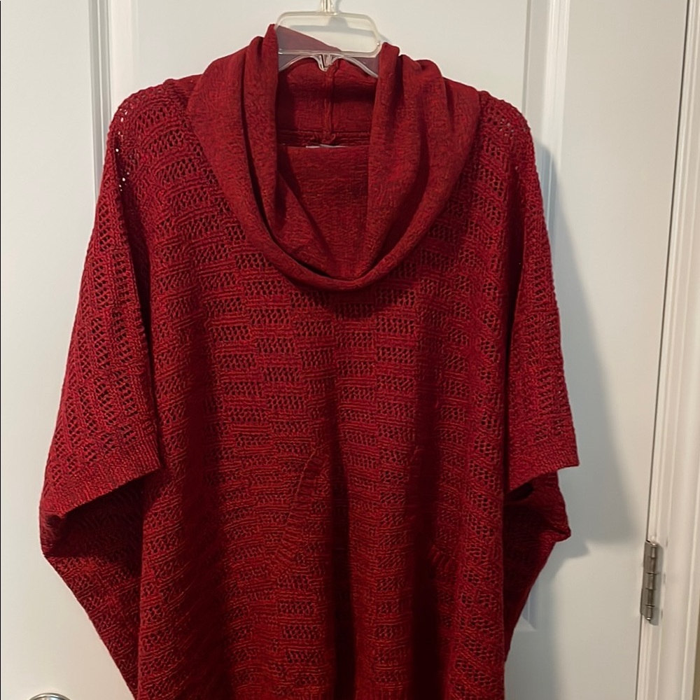 New Directions Weekend Elegant Red Cowl Neck Sweater